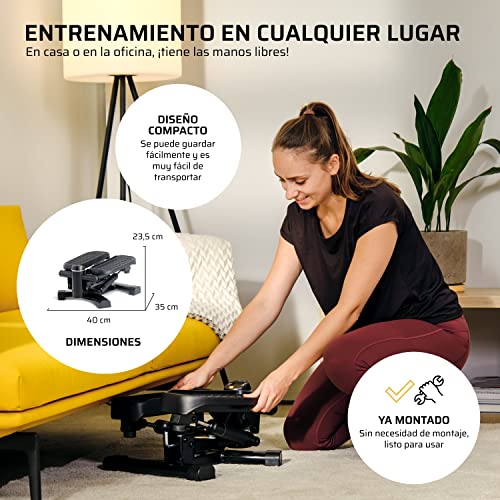 SportPlus 2 en 1 - Mini estroboscópico con tecnología patentada de conmutación de Giro y Paso Arriba y Abajo en un Solo Dispositivo, hasta 100 kg, Cilindro hidráulico sin Desgaste