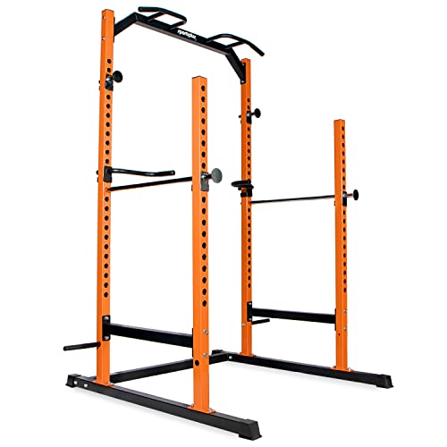 SportPlus HG-20 Power Rack con estación de dominadas, estación de inmersión, soporte para pesas, estructura estable y sólida de tubos de acero, jaula de energía