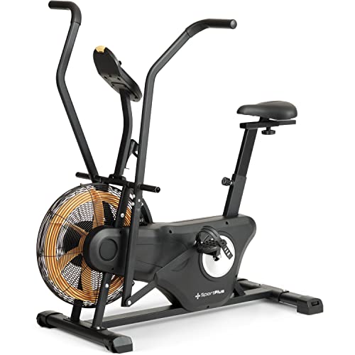 SportPlus | Newest edition | Bicicleta de aire profesional con resistencia al aire y compatibilidad con aplicaciones, entrenador HIIT, ordenador de entrenamiento inteligente, hasta 135 kg