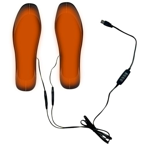 SPORWAY Plantillas calefactables, calentadores de suelas, calentadores de pies USB, plantillas térmicas recargables, plantillas térmicas lavables, almohadillas térmicas, suela térmica para hombres y