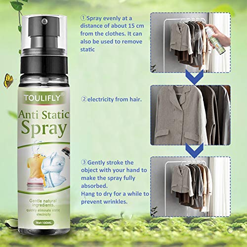 Spray Antiestático,Spray Antiestático para Ropa y Textiles,Anti Static Spray,para Textiles,Ropa y Cabello,Cuidado Antiestático,Efecto rápido,100ml