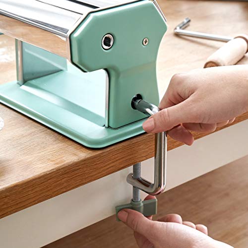 SPRINGLANE Máquina de fideos manual Nonna, Acero inoxidable, Máquina para hacer pasta, incluye secador de pasta y 3 accesorios para cortar espaguetis, lasaña, tallarines - verde