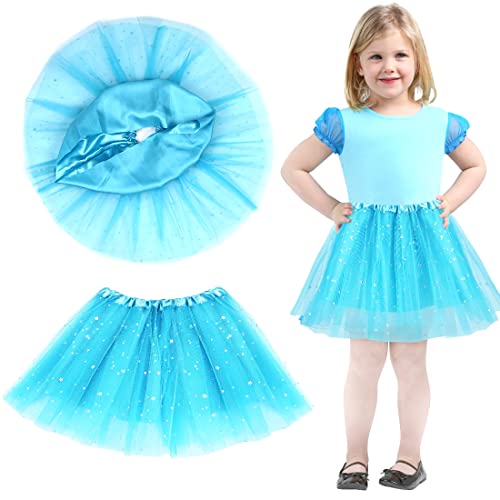 Sprinlot Falda Tul Azul Niña,Tutu Elastico Tul,Tutu Ballet Niña,Tutú Princesa,Tutú Falda Carnaval Fiesta Infantil