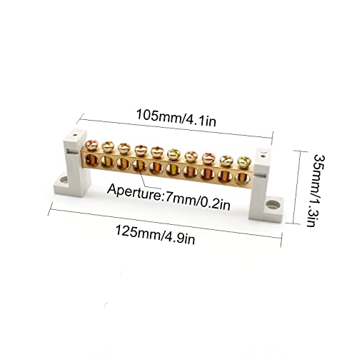 SRJQXH 10 Hoyos Bloque de Terminales, Conectores de Cable Hecho de Latón, Terminales de Tornillo con Funda Protectora, se Puede Utilizar para Electricidad y Circuito