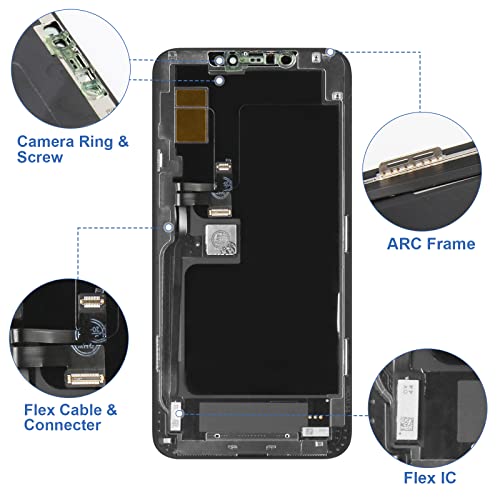 SRJTEK para Pantalla iPhone 11 Pro MAX Recambio para LCD iPhone 11 Pro MAX para Repuesto Pantallas iPhon 11 Pro MAX LCD Display Completa A2218, A2161, A2220 Touch Digitizer Replacement (Incell,Negro)