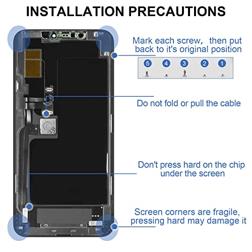 SRJTEK para Pantalla iPhone 11 Pro MAX Recambio para LCD iPhone 11 Pro MAX para Repuesto Pantallas iPhon 11 Pro MAX LCD Display Completa A2218, A2161, A2220 Touch Digitizer Replacement (Incell,Negro)