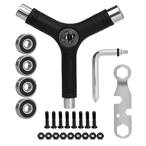 SSRDFU - 1 Juego de Llaves para monopatín Y Herramienta con Llave Allen, rodamiento de Bolas + Tornillo para monopatín + minillave, Llave Hexagonal Herramientas para monopatín Scooter Longboard