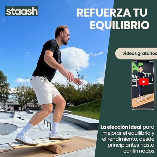 STAASH® Sup Balance Board Kit + Free Videos – Tabla de Equilibrio para Fitness, Yoga & Surf (Verde)