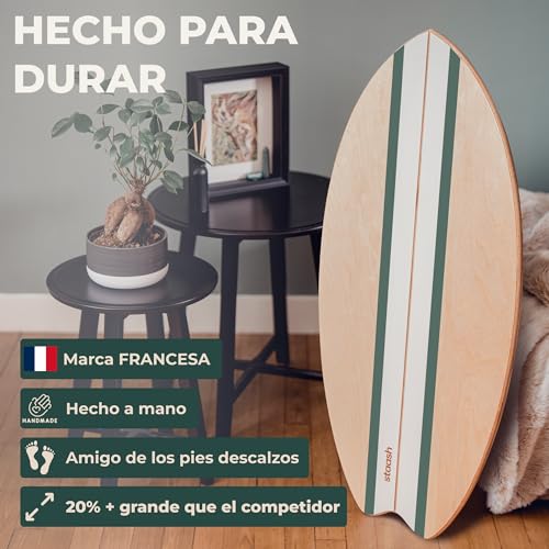 STAASH® Sup Balance Board Kit + Free Videos – Tabla de Equilibrio para Fitness, Yoga & Surf (Verde)