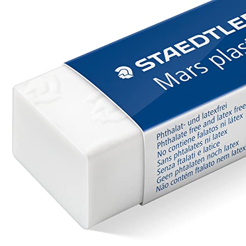 STAEDTLER Mars Plastic - Gomas de borrar (3 unidades), color blanco