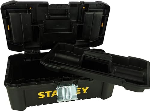 STANLEY STST1-75515 - Caja de herramientas de plástico con cierre metálico, 18 x 13 x 32.5 cm, Color Negro, Amarillo, 12.5"