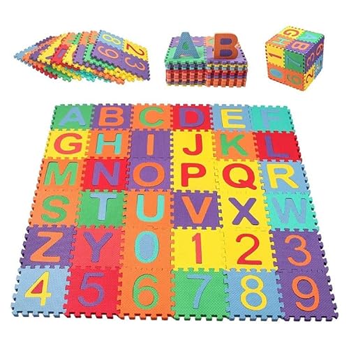 Star Ibaby Alfombra Puzzle Bebé 36 Piezas - 195x195 cm - Espuma XPE Ecologica - No tóxica - Modelo Letras/Numeros.