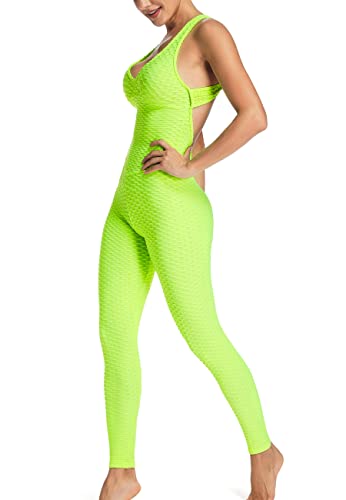 STARBILD Mono Anticelulítico para Mujer, Jumpsuits Deportivo Sexy Push Up, Traje de Yoga para Gimnasio, N1370-Amarillo M