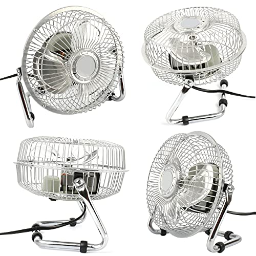 Starline Ventilador 6" (15cm) 20W SOPORTE Y ASPAS DE METAL - 2 velocidades de Aire Mesa Sobremesa y Suelo Inclinacion Ajustable Acabado Industrial Metalico Enchufe 220V