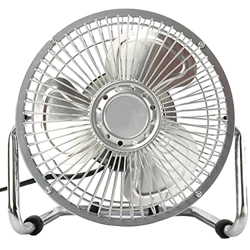 Starline Ventilador 6" (15cm) 20W SOPORTE Y ASPAS DE METAL - 2 velocidades de Aire Mesa Sobremesa y Suelo Inclinacion Ajustable Acabado Industrial Metalico Enchufe 220V