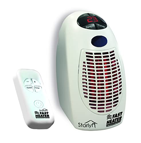 Starlyf Direct TV Outlet Fast Heater Deluxe Visto en TV Calefactor con Control Remoto 400W Calentador Eléctrico, Portátil y Compacto con Termostato Ajustable y Mando a Distancia - Color Blanco