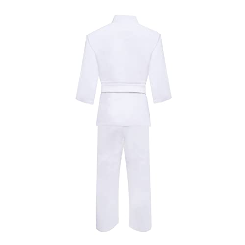 Starpro Judogi 250 Gramos - Algodón de Primera Calidad - Blanco - Judogi Profesional para Entrenamiento y competición - Hombres Mujeres y Niños - 100-170 cm - Incluye cinturón Blanco Gratis