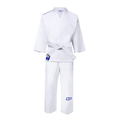 Starpro Karate Gi - Uniforme Profesional para Entrenamiento y competición - Kimono Karate de algodón Ligero Blanco con cinturón - Hombres Mujeres y Niños - 110-190 cm - Brillante Blanco