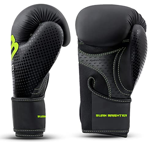 Starpro M33 Guantes de Boxeo de Cuero sintético Mate para Entrenamiento y Sparring en Muay Thai Kickboxing Fitness - Hombres y Mujeres - Negro y Verde - 8oz 10 oz 12 oz 14 oz 16 oz