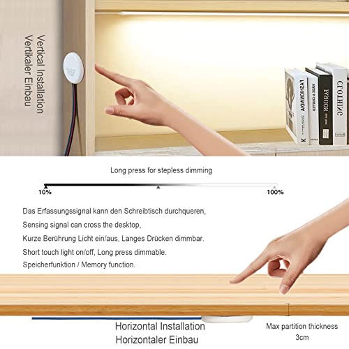 STBTECH Interruptor de atenuación táctil LED de 12 V, oculto, CC 3,7 – 24 V, 3 A, interruptor táctil para barra de luz LED Smart Home, penetra madera, piedra, vidrio, etc., no requiere agujeros