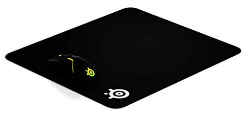 SteelSeries QcK+ - Alfombrilla de ratón para juegos - Base de tela antideslizante con respaldo de goma - Negro (450 mm x 400 mm x 2 mm) | Largo