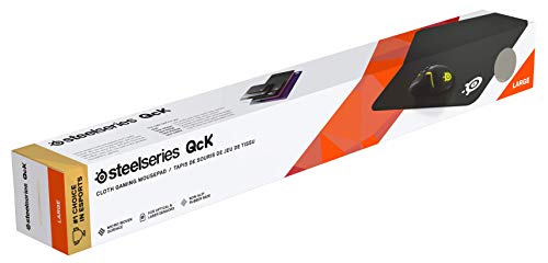 SteelSeries QcK+ - Alfombrilla de ratón para juegos - Base de tela antideslizante con respaldo de goma - Negro (450 mm x 400 mm x 2 mm) | Largo