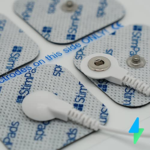 StimPads - 16 electrodos 45X45mm con conector snap 3,5mm - Excelente adherencia y conductividad - Electrodos TENS/EMS reutilizables de alta calidad, certificados como dispositivos médicos.