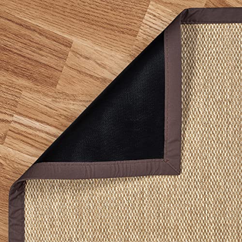 STORESDECO Alfombra Salon Vinilica con Ribete para Baño Hogar Cocina Pasillo Alfombras de habitacion Lavable Antideslizante para Exterior e Interior Ribete, Marrón Claro, 120 cm x 180 cm