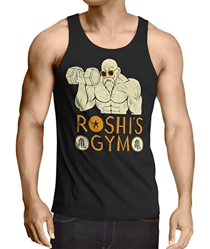 style3 Roshi Dragon Master Camiseta de Tirantes para Hombre Tank Top Turtle Ball, Talla:L