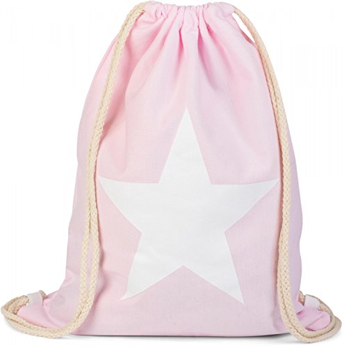 styleBREAKER Bolsa de Deporte, Mochila con Estampado de Estrella, Bolsa para el Gimnasio, Bolsa, Unisex 02012088, Color:Rosa Claro/Blanco