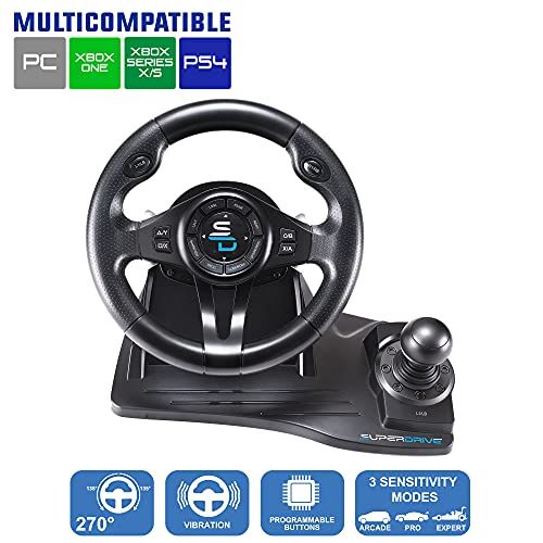 Subsonic - Superdrive, Volante De Carreras Gs550 Con Pedales, Paletas, Palanca De Cambios Y Vibración Para Xbox Serie X/S, Ps4, Xbox One, Ps3, Pc (Programable Para Todos Los Juegos), Xbox Series X