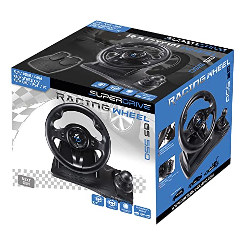 Subsonic - Superdrive, Volante De Carreras Gs550 Con Pedales, Paletas, Palanca De Cambios Y Vibración Para Xbox Serie X/S, Ps4, Xbox One, Ps3, Pc (Programable Para Todos Los Juegos), Xbox Series X