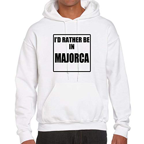 Sudadera con capucha «I'd Rather Be in Mallorca» para regalo, viaje, vacaciones, invierno, sudadera con capucha Azul blanco L