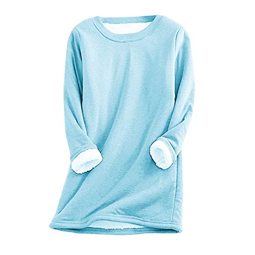 Sudadera De Forro Polar Grueso para Mujer Día De Manga Larga Unicolor Elástico Jersey De Moda Otoño/Invierno De Corte Clásico Suéter