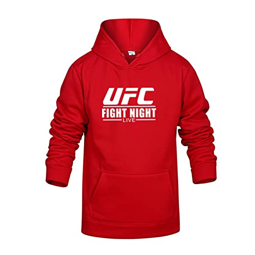 Sudadera Sudadera con Capucha De Moda para Adolescentes, Gym UFC Printed MMA Sports Training Wear Training Wear, MMA Fan Gift (Color : Red, Size : X-Large)