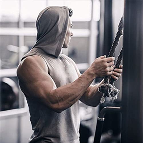 Sudaderas sin Mangas de Entrenamiento para Hombres, Camisetas sin Mangas con Capucha de algodón para Entrenamiento atlético, Camisetas Deportivas para Culturismo y músculos Gris M