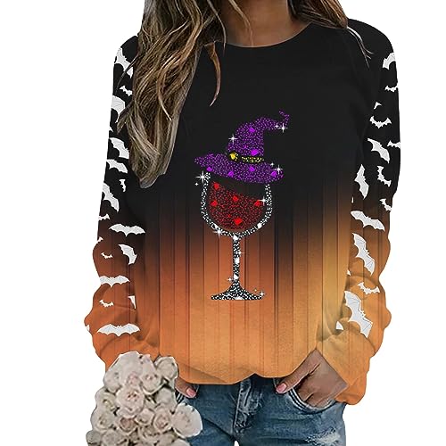 Suéter Mujer Invierno Cálido Lana Manga Larga Impreso Gráfico Halloween Suéter Casual Suéter Cuello Redondo Sudadera Grande Talla Otoño Vintage Elegante Jersey Tops Streetwear Blusa, Naranja #6, S