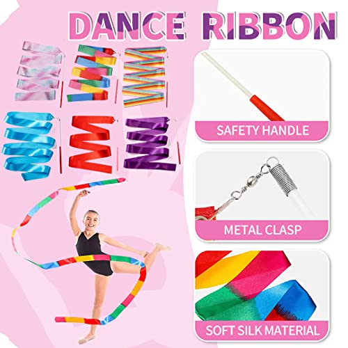 Suitedget Varillas De Cinta Gimnasia Ritmica para Niños De 6 Piezas Colores De Ensueño Adecuados para Gimnasia De Baile Artístico, Baile Infantil, Espectáculo De Talentos