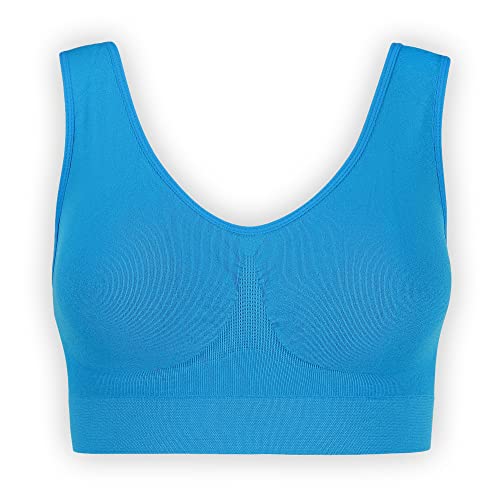 Sujetador Básico para Mujeres | Sin Costuras Sin Aros | El Confort Bra (wellbra_sngl)(M, Azul)