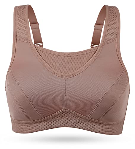 Sujetador Deportivo Mujer Shock Absorber Alto Impacto sin Aros Cómodo Sujetador Talla Grande (ámbar,100C)