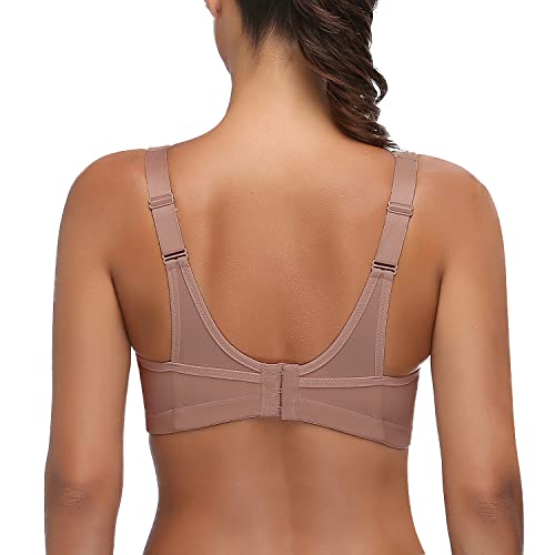 Sujetador Deportivo Mujer Shock Absorber Alto Impacto sin Aros Cómodo Sujetador Talla Grande (ámbar,100C)