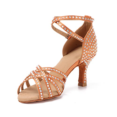 SUKUTU Zapatos de Baile Latino para Mujer Rhinestones de salón Tango Chacha Samba Zapatos de Baile de Jazz Moderno