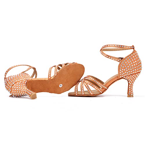 SUKUTU Zapatos de Baile Latino para Mujer Rhinestones de salón Tango Chacha Samba Zapatos de Baile de Jazz Moderno