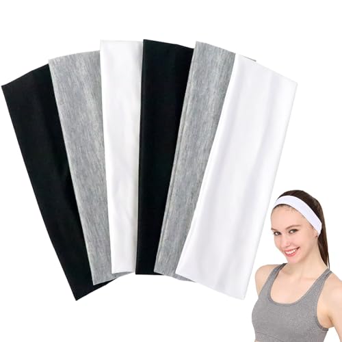 Sularpek Diadema Elástica, 6 Pcs Bandas para el Sudor, Diadema de Yoga Deportivo,Diadema Deportiva Antideslizante, Cinta Sudor Cabeza de Mujer y Hombre para Yoga, Fitness