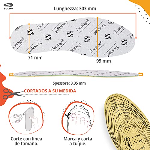 SULPO 3 pares de plantillas Sanitized contra olores, plantillas suaves de látex con aroma frishe Zart, plantillas de látex para cortar, cómodas plantillas