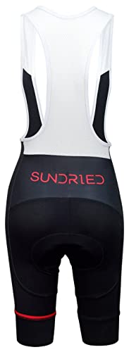 SUNDRIED Mujer Acolchada Bib Bike Road y Aluminio de Ciclo Ropa (Negro, L)