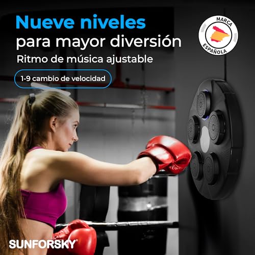 SUNFORSKY Maquina de Boxeo Musical, Boxeo Musical, Musical Boxing Machine, Maquina de Boxeo con Musica, Musical Boxin para Niños y Adultos, Incluye Guantes de Boxeo