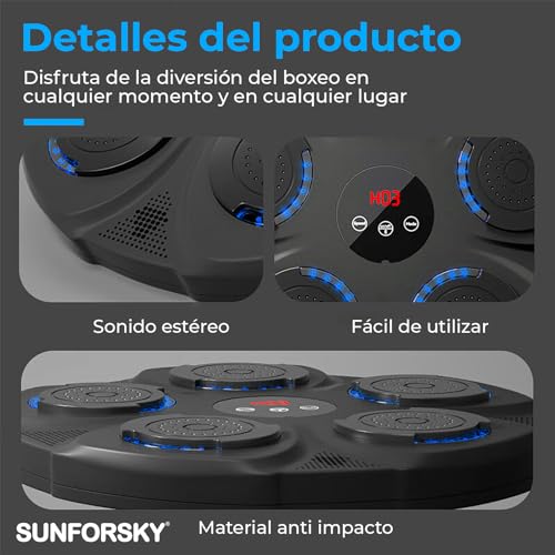 SUNFORSKY Maquina de Boxeo Musical, Boxeo Musical, Musical Boxing Machine, Maquina de Boxeo con Musica, Musical Boxin para Niños y Adultos, Incluye Guantes de Boxeo