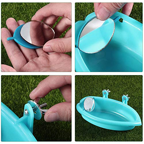 Sunshine smile Bañera pájaro para Loros,Bañera Bird con Espejo,Accesorios de Ducha de Jaula de pájaros,Bañera de plástico para pájaros,Bañera con Espejo Bird,Bañera para pájaros