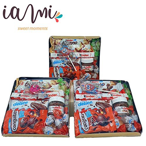 Super Bandeja Chocolates Kinder - Nutella - Conguitos. +15 Unid. El Regalo Ideal para Comuniones, Bodas, Bautizos, Cumpleaños. [IAMI]